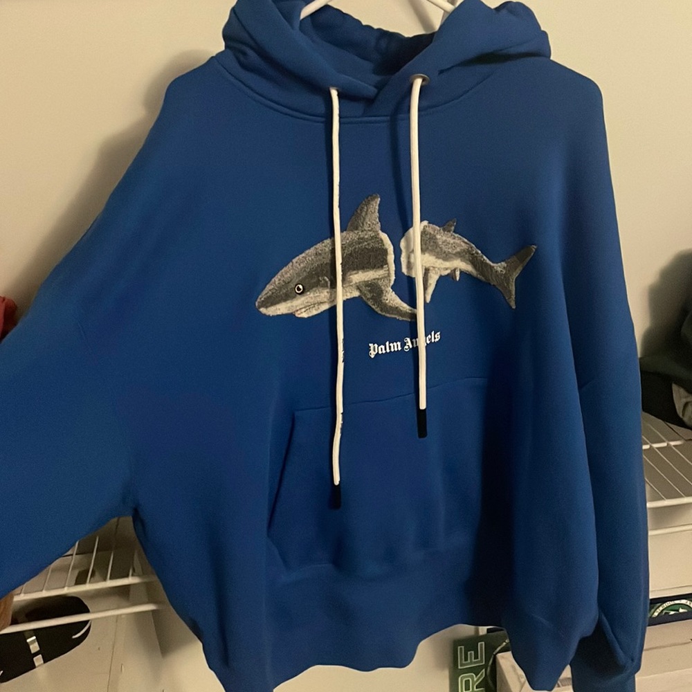 Palm Angels Blue Shark Hoodie
